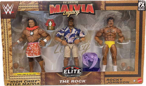 WWE Generations Elite Collection Maivia Legacy The Rock Family Three Figure Set