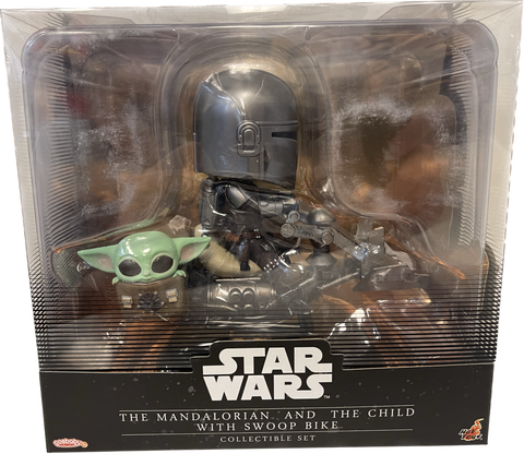 Star Wars Mandalorian And The Child w/ Swoop Bike Collectible Set