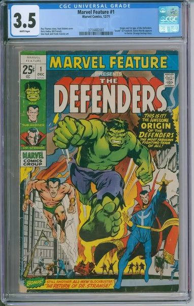 Marvel Feature #1 CGC 3.5 First Appearance Of The Defenders