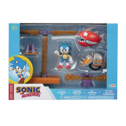 Sonic The Hedgehog Classic 2.5" Diorama Flying Battery Zone Set Chopper RhinoBot