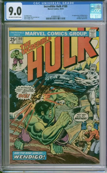 Incredible Hulk #180 CGC 9.0 1st Appearance Of Wolverine In a Cameo