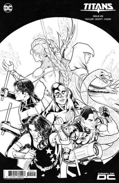 Titans #5 Cover G 1 in 50 Nicola Scott Black & White Card Stock Variant