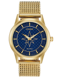 Eco-Drive Captain Marvel Gold-Tone Mesh Watch with Blue Dial