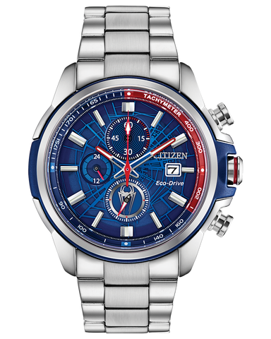 Marvel Spider Man Eco-Drive Blue Dial Stainless Steel Men’s Watch