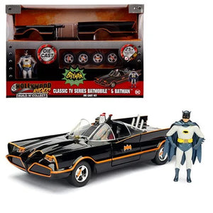 Batman 1966 TV Series Batmobile 1:24 Scale Die-Cast Metal Model Kit with Batman and Robin Figures